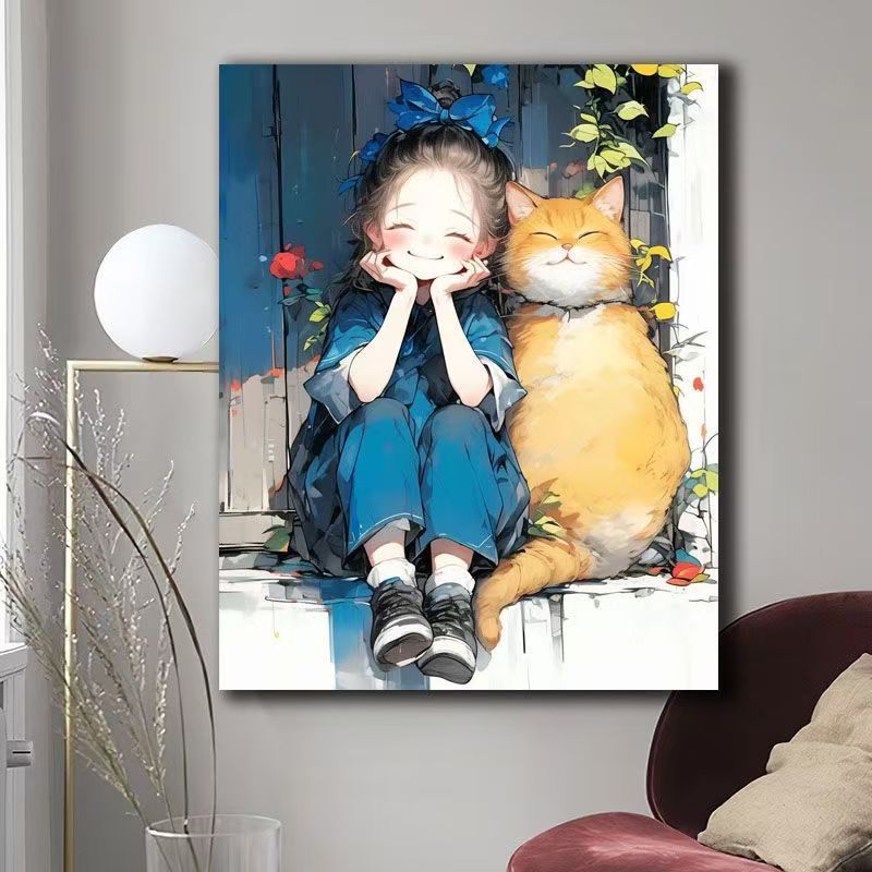Illustrated Cat-Themed Wall Art