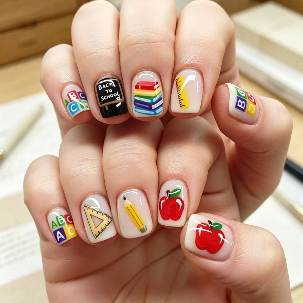Educational Theme Nail Art Acalora