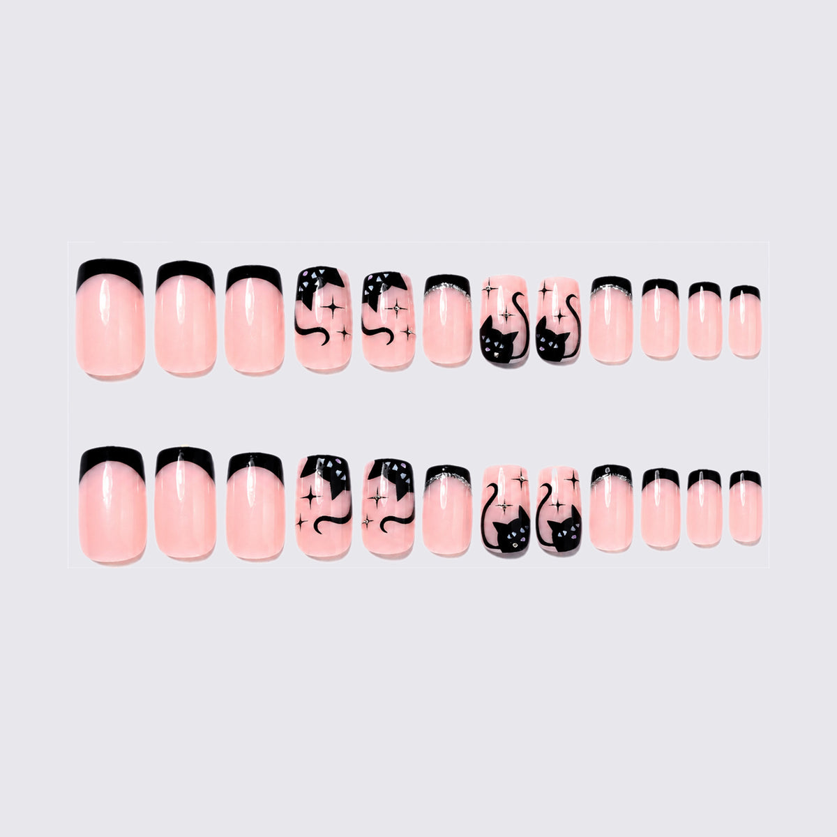 Decorative Cat-Themed Press-On Nail Set Acalora