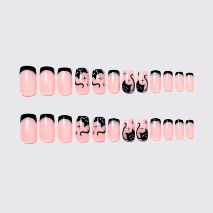 Decorative Cat-Themed Press-On Nail Set Acalora