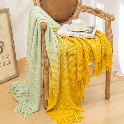 Luxury Textured Fringed Throw Blanket