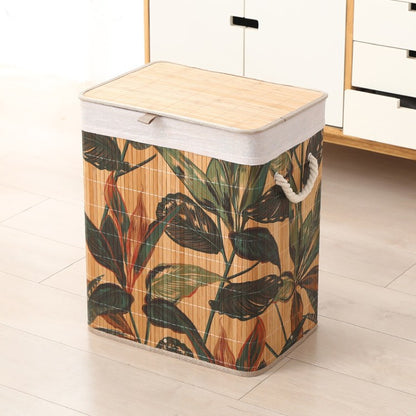 Premium laundry basket with dividers and handcrafted bamboo frame Acalora