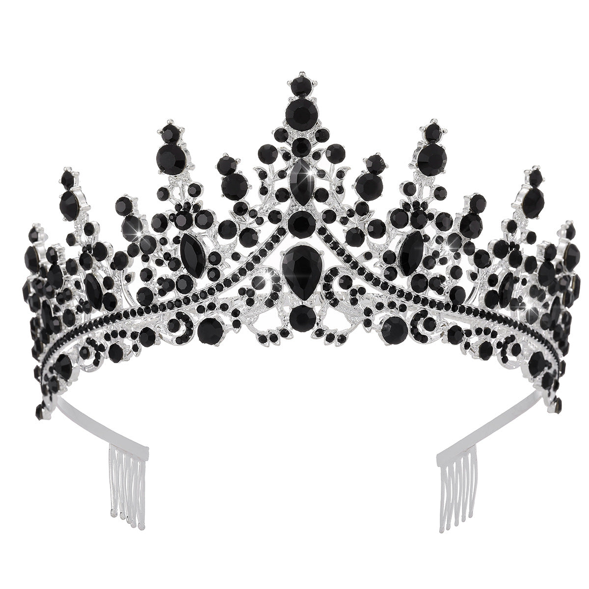 Ladies Opulent Tiara with Black Crystal Detailing Bowlift