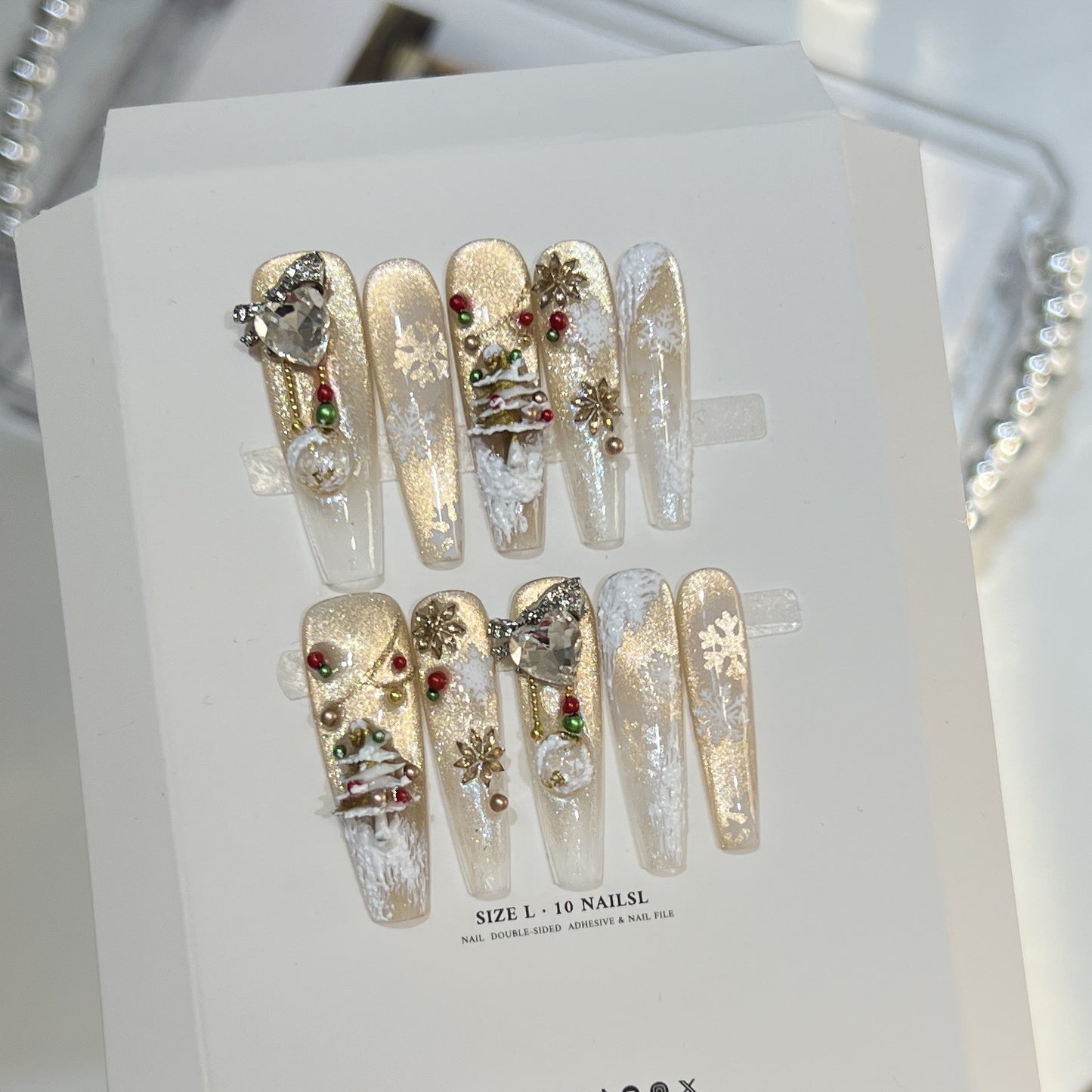 Festive Glamour Stiletto Press-On Nail Art Set Acalora
