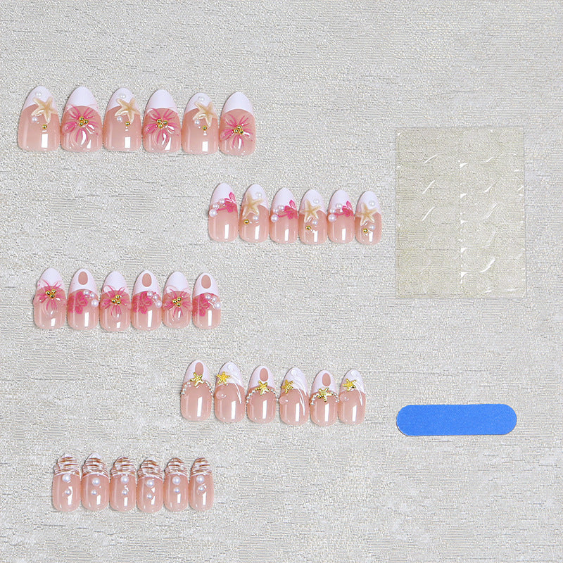 Artificial nail set with floral and maritime designs Acalora