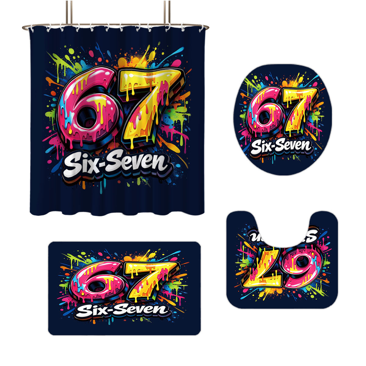 Digital Art-Themed Four-Piece Bathroom Set