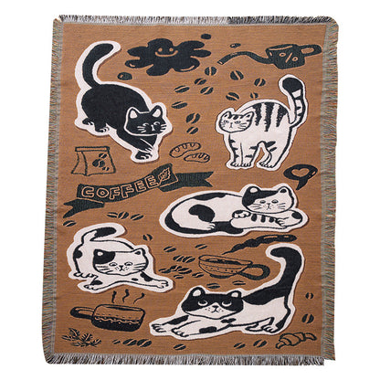 Whimsical Cat-Themed Throw Blanket