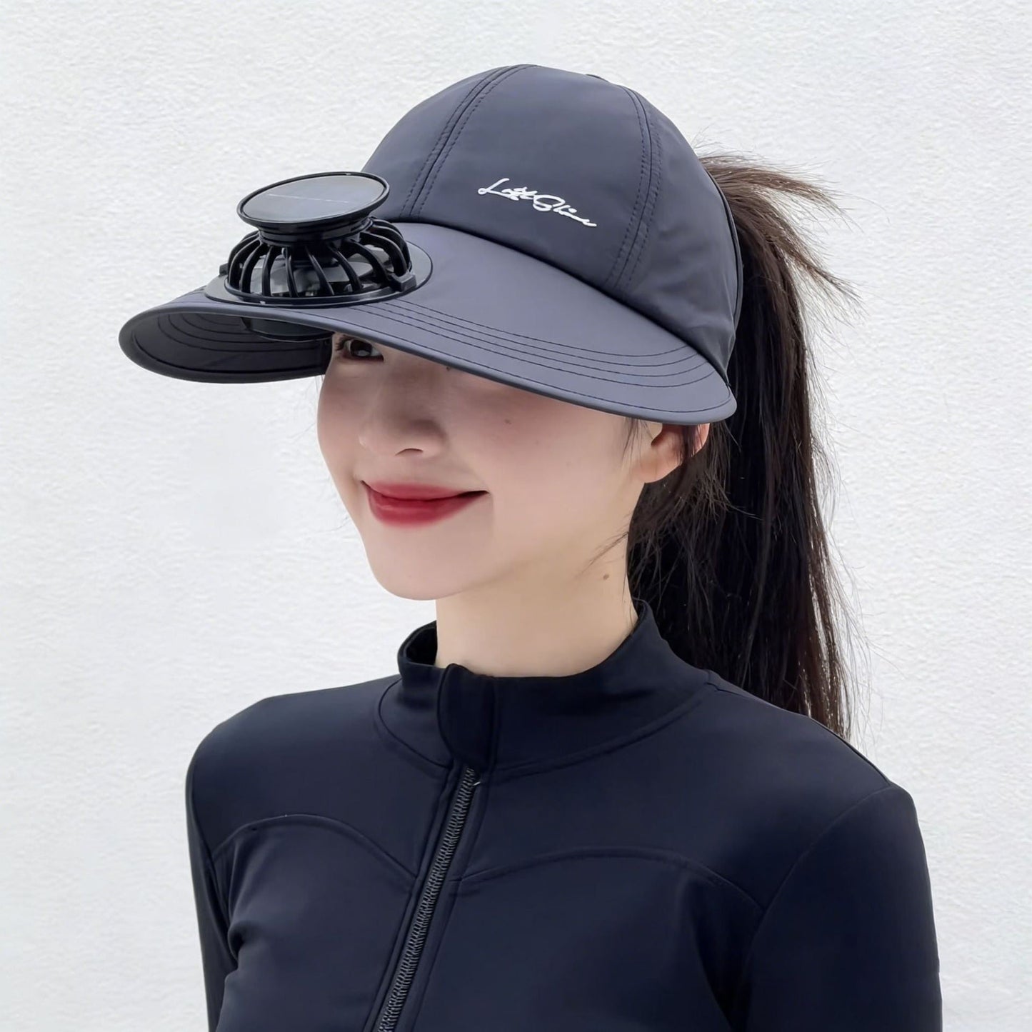 solar-powered mesh baseball cap with removable front fan Bowlift