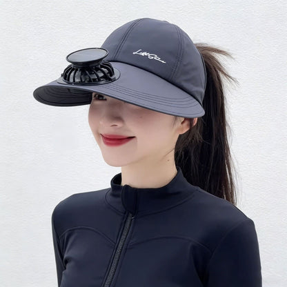 solar-powered mesh baseball cap with removable front fan Bowlift