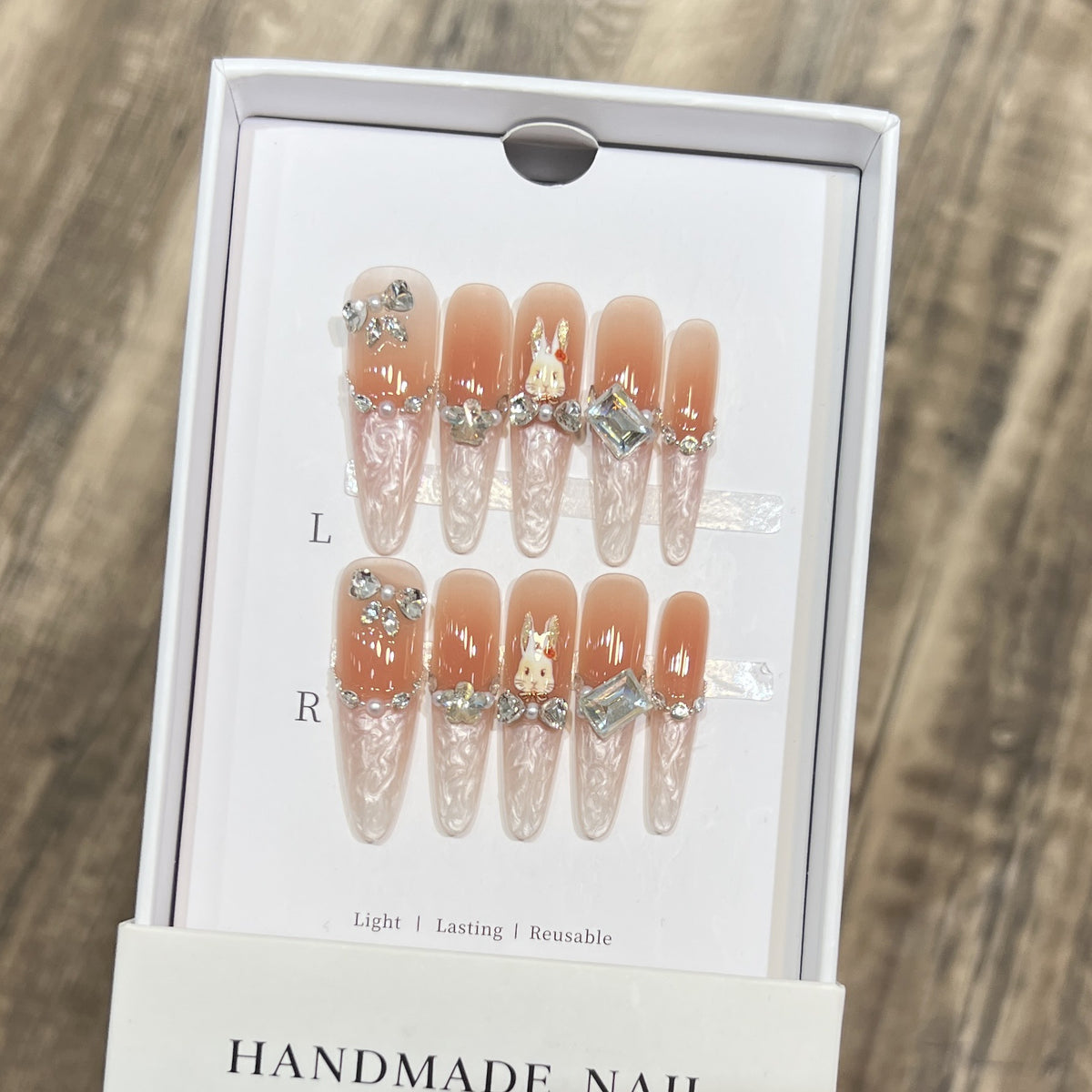 Glamorous Stiletto Press-On Nail Art Set with Elegant Decorative Elements Acalora