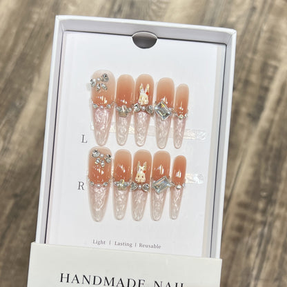 Glamorous Stiletto Press-On Nail Art Set with Elegant Decorative Elements Acalora