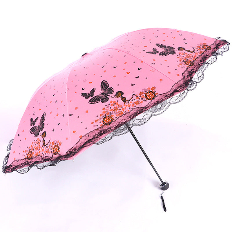 Women's sun umbrella with romantic butterfly design Bowlift