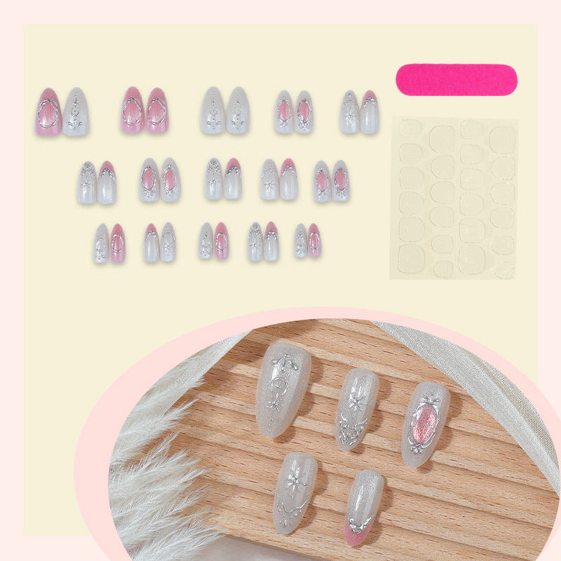 Decorative Press-On Nail Art Set with Floral and Shimmer Accents Acalora