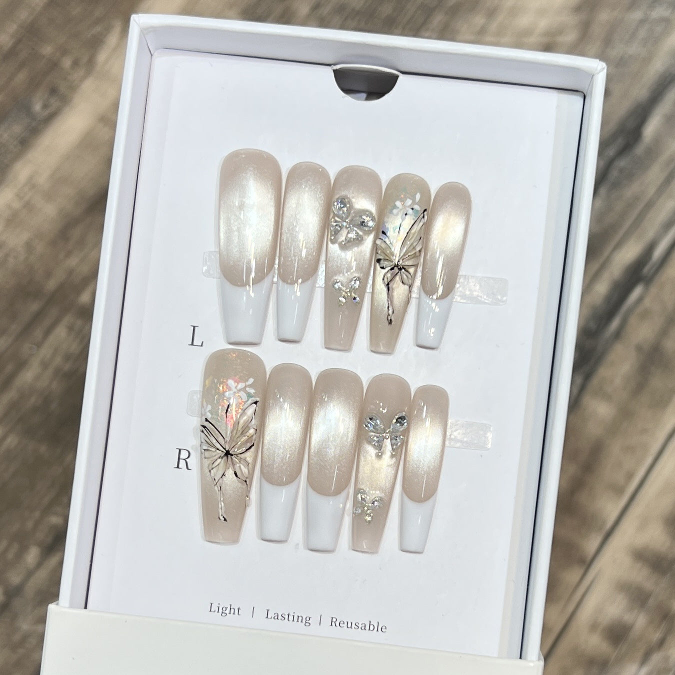 Elegant Stiletto Press-On Nail Set with Decorative Accents Acalora