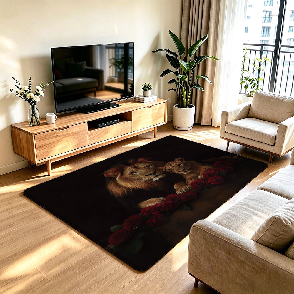 Unisex Artistic Lion Print Area Rug