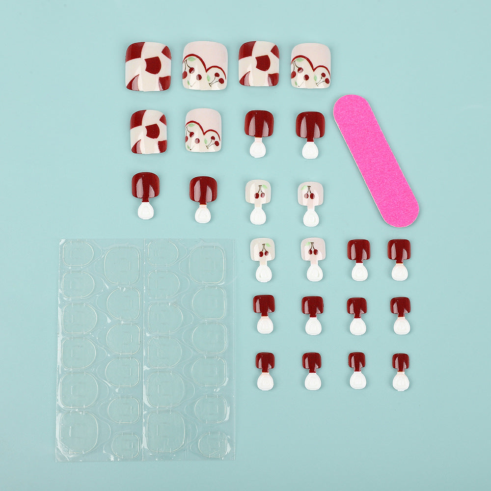 Artificial nails with fresh cherry design Acalora