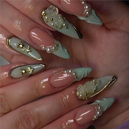 Decorative Long Stiletto Press-On Nail Art Acalora