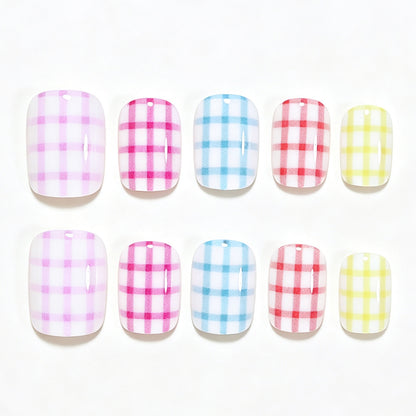 Gingham Pattern Nail Art Wraps Acalora