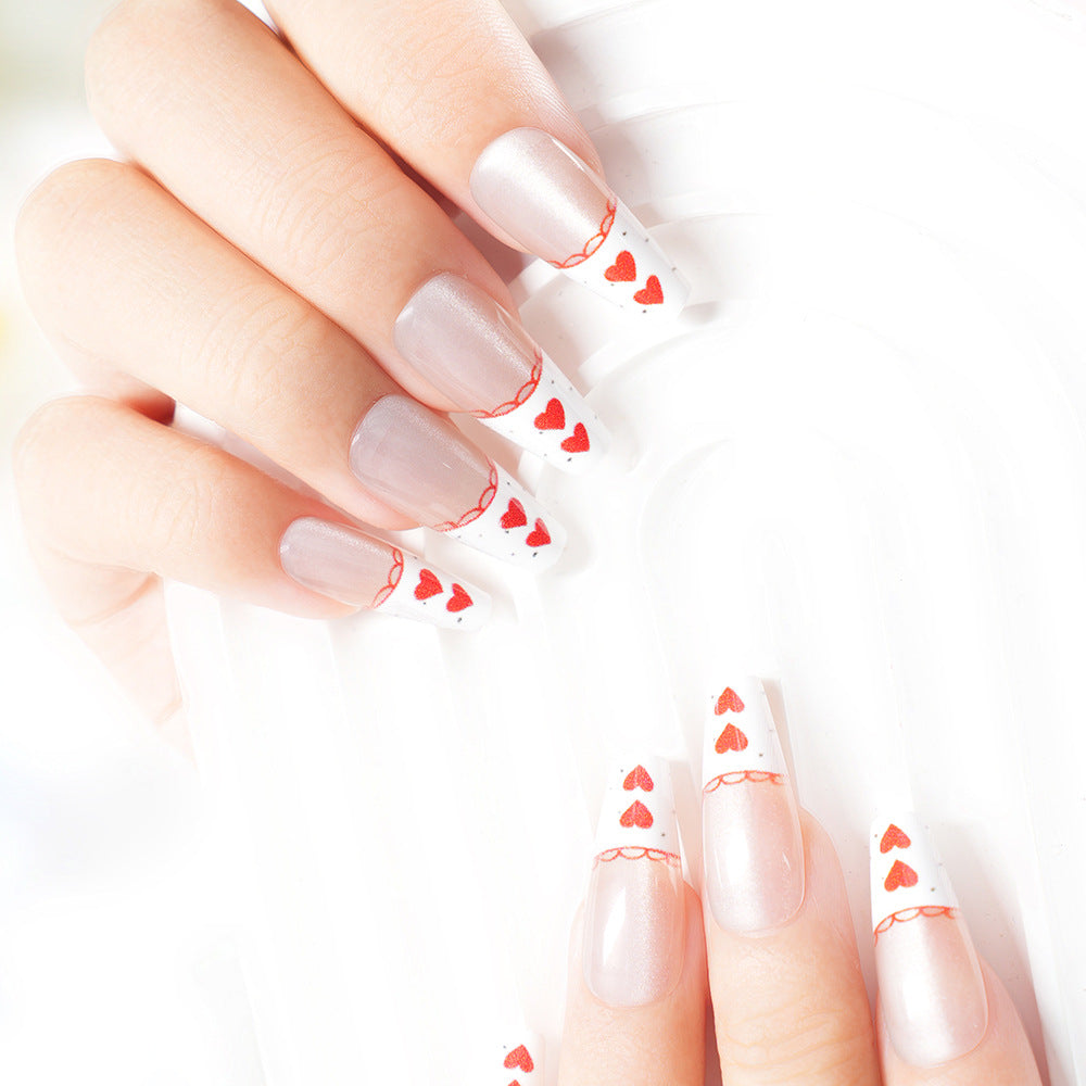 Romantic Heart-Themed Press-On Nail Set Acalora