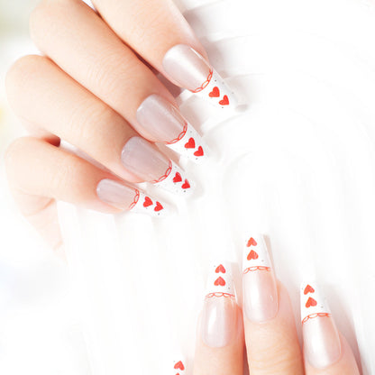 Romantic Heart-Themed Press-On Nail Set Acalora