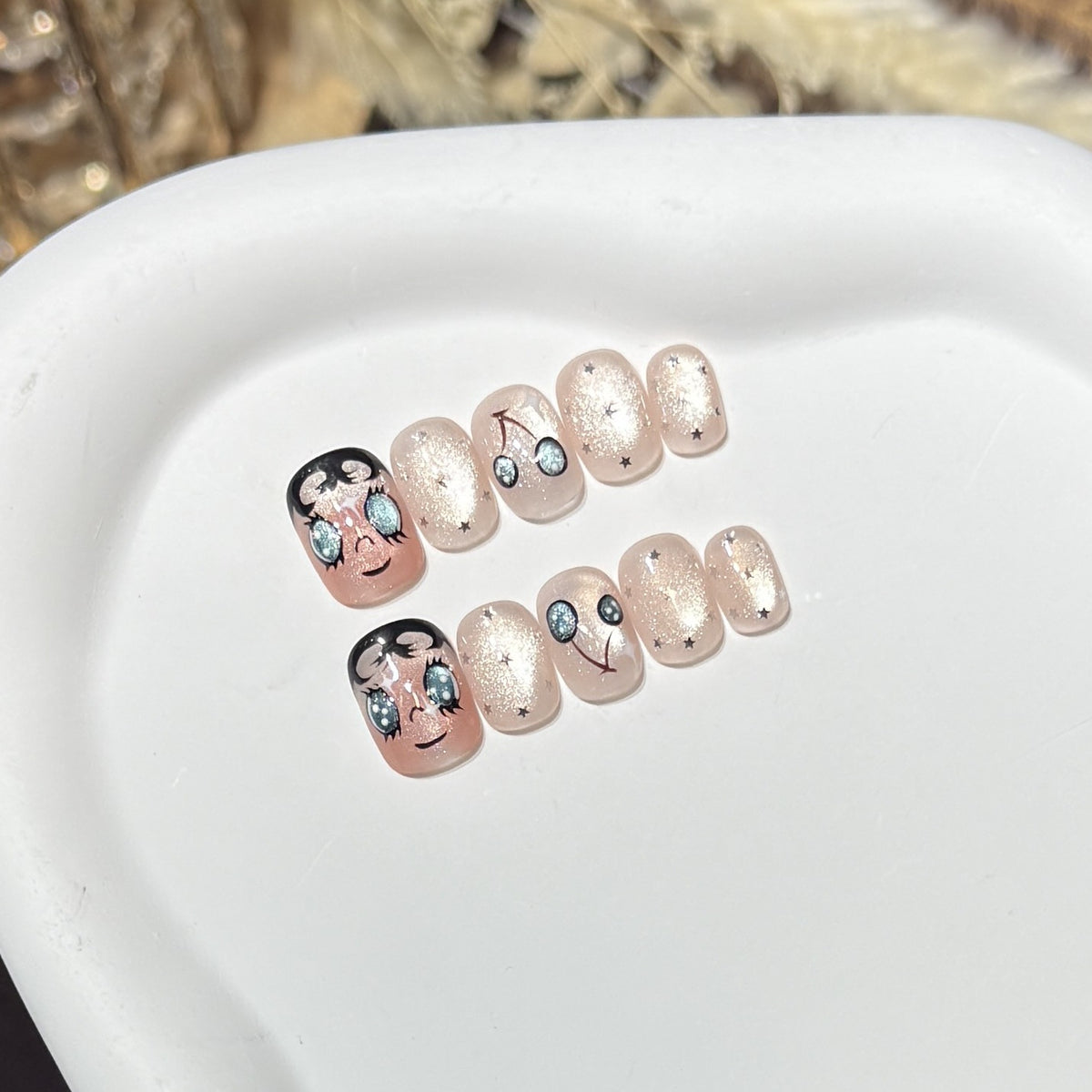 Playful Cherry-Themed Press-On Nail Set Acalora