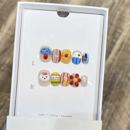 Decorative Press-On Nail Art Set with Fun and Whimsical Designs Acalora