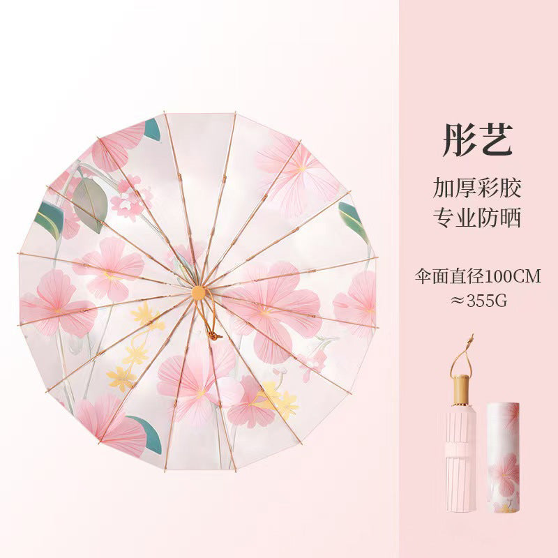 Women's Foldable Umbrella with Floral Accents and Sturdy Frame Kalsten