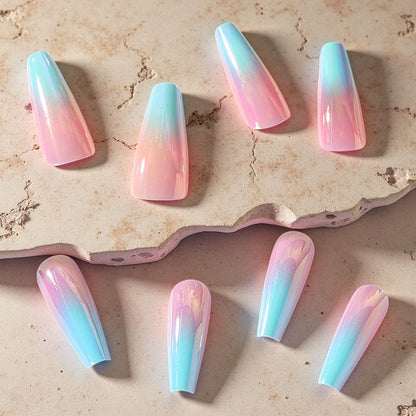 Artificial nails in modern glitter gradient design Acalora