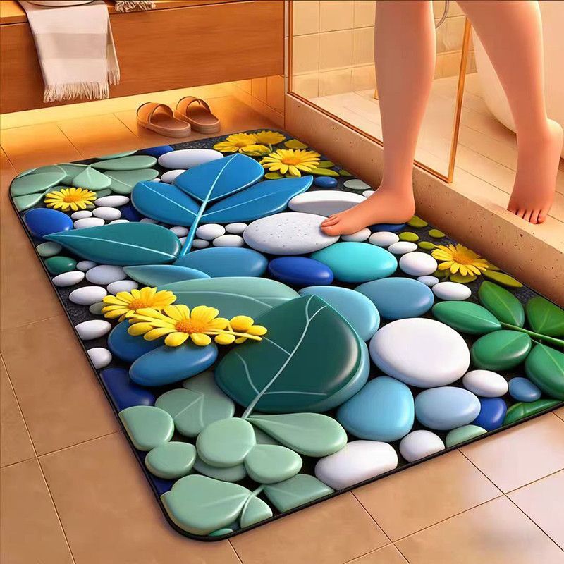 Decorative Floral Pattern Bath Mat