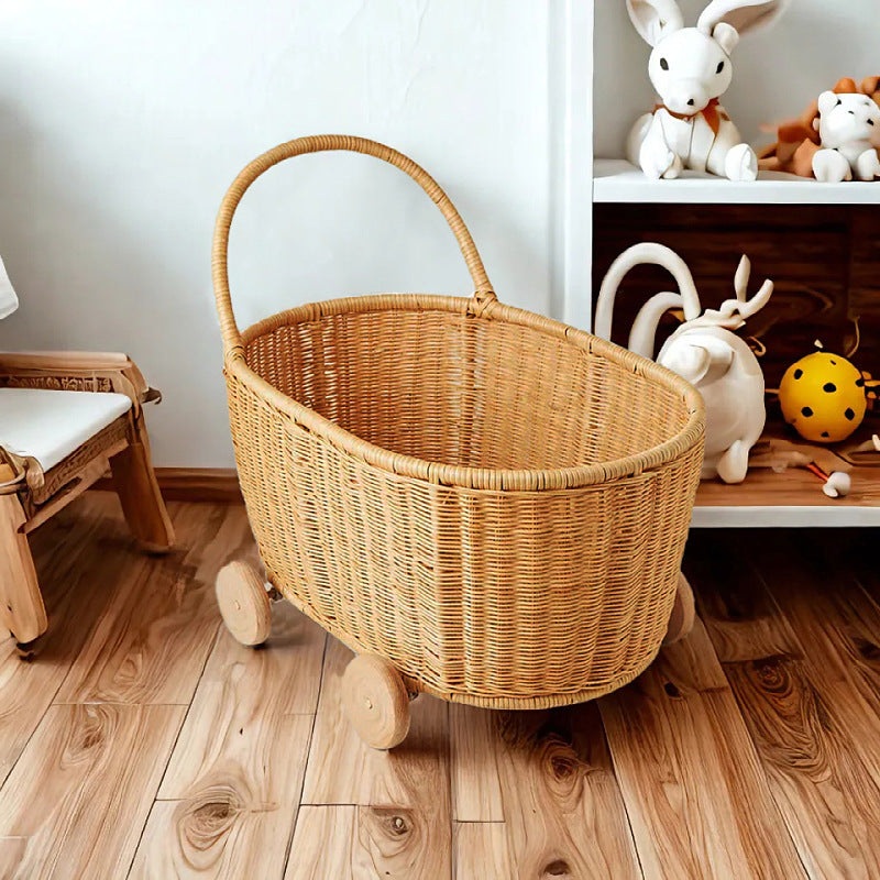 Rolling Woven Storage Cart Acalora
