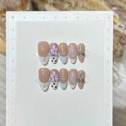 Floral Embellished Press-On Nail Art Set Acalora 1788224030