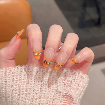 Decorative Press-On Nail Set with Rhinestone Accents Acalora