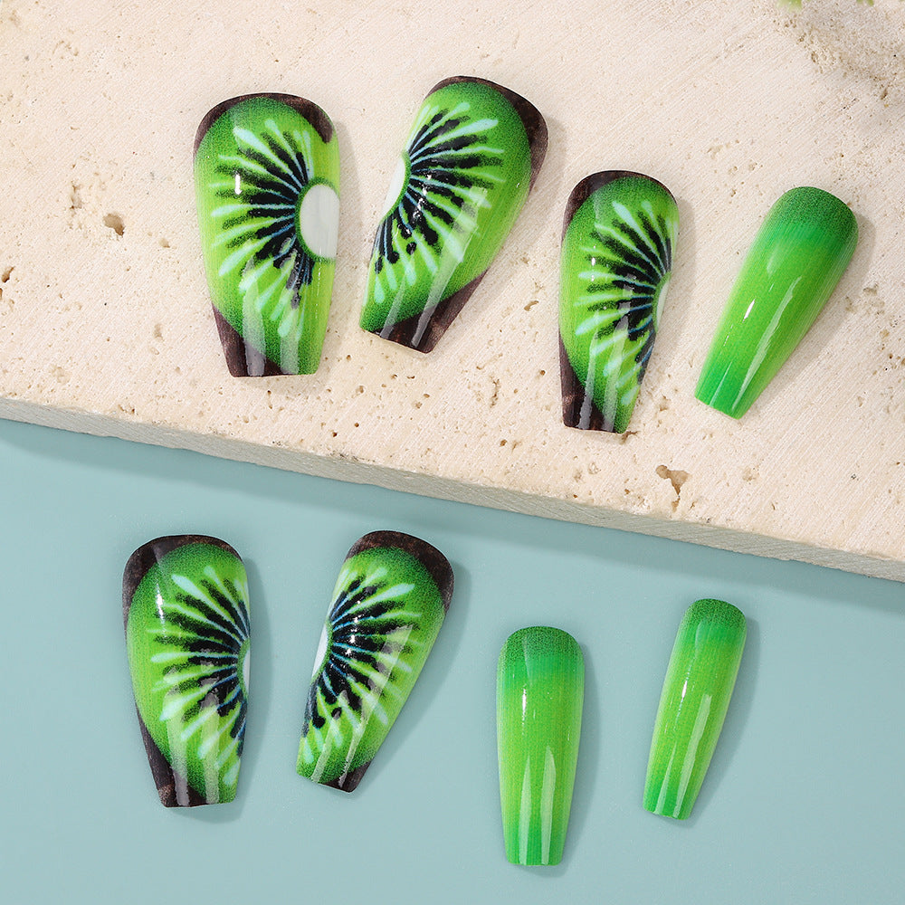 Creative artificial nails with kiwi motif Acalora