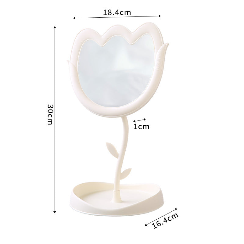 Floral-Themed Tabletop Vanity Mirror