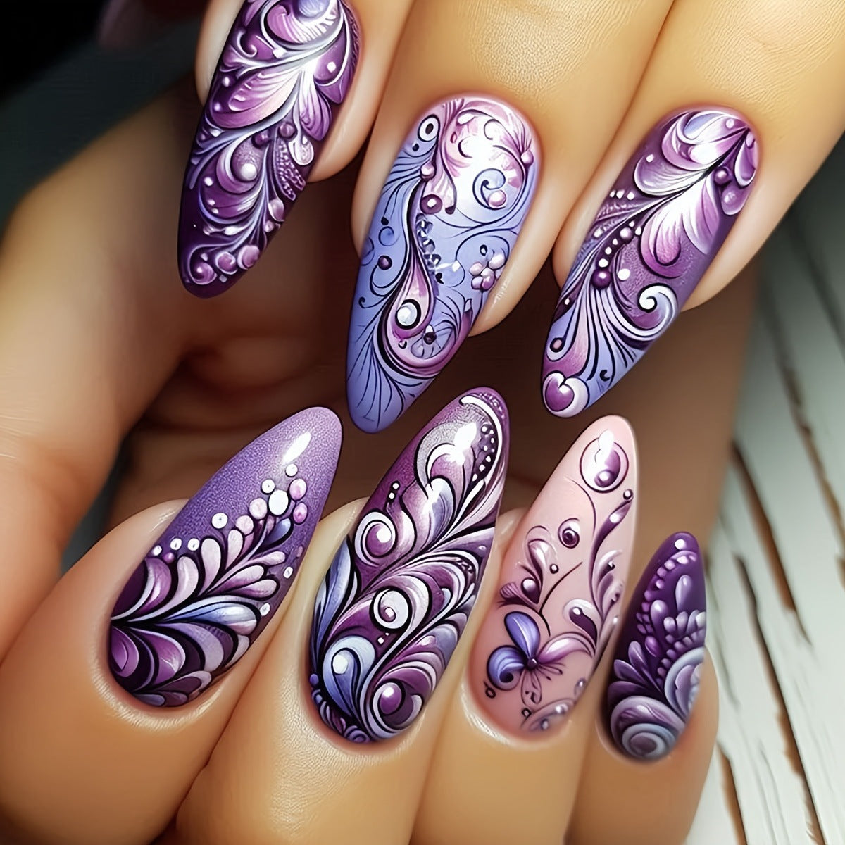 Artistic Floral Nail Design Acalora