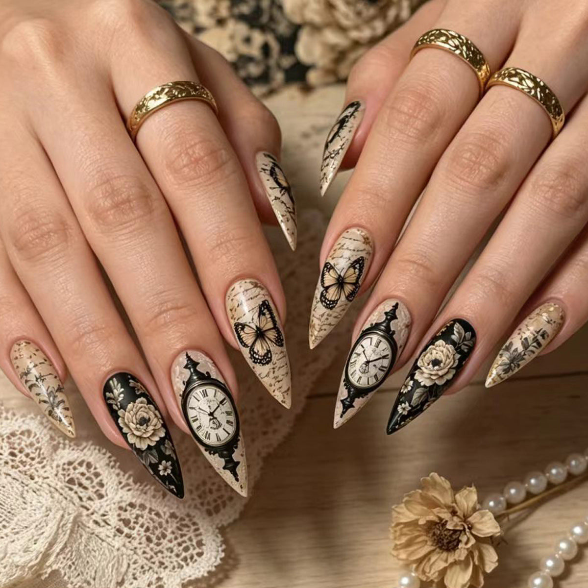 Artistic Vintage Floral Nail Art Acalora