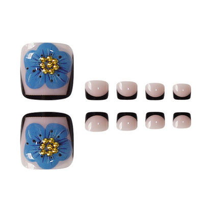 Decorative Floral Press-On Toenails Acalora