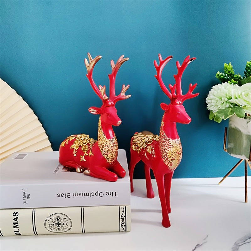 Artful decorative figure of a magnificent deer with floral details Acalora