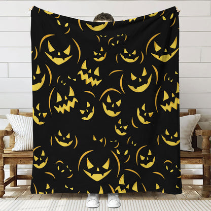 Fun-Themed Halloween Plush Throw Blanket