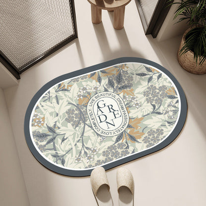 Oval Floral Bath Mat