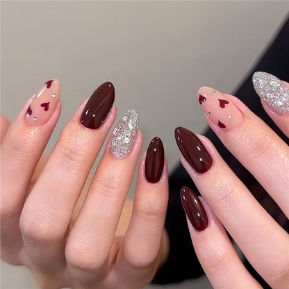 Romantic Heart-Themed Press-On Nail Set Acalora