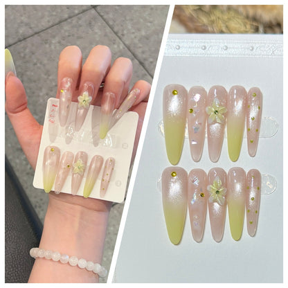 Artistic Stiletto Press-On Nail Set with Charming Patterns Acalora