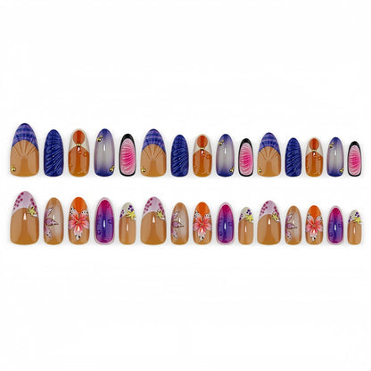 Artificial nails with colorful flower patterns Acalora