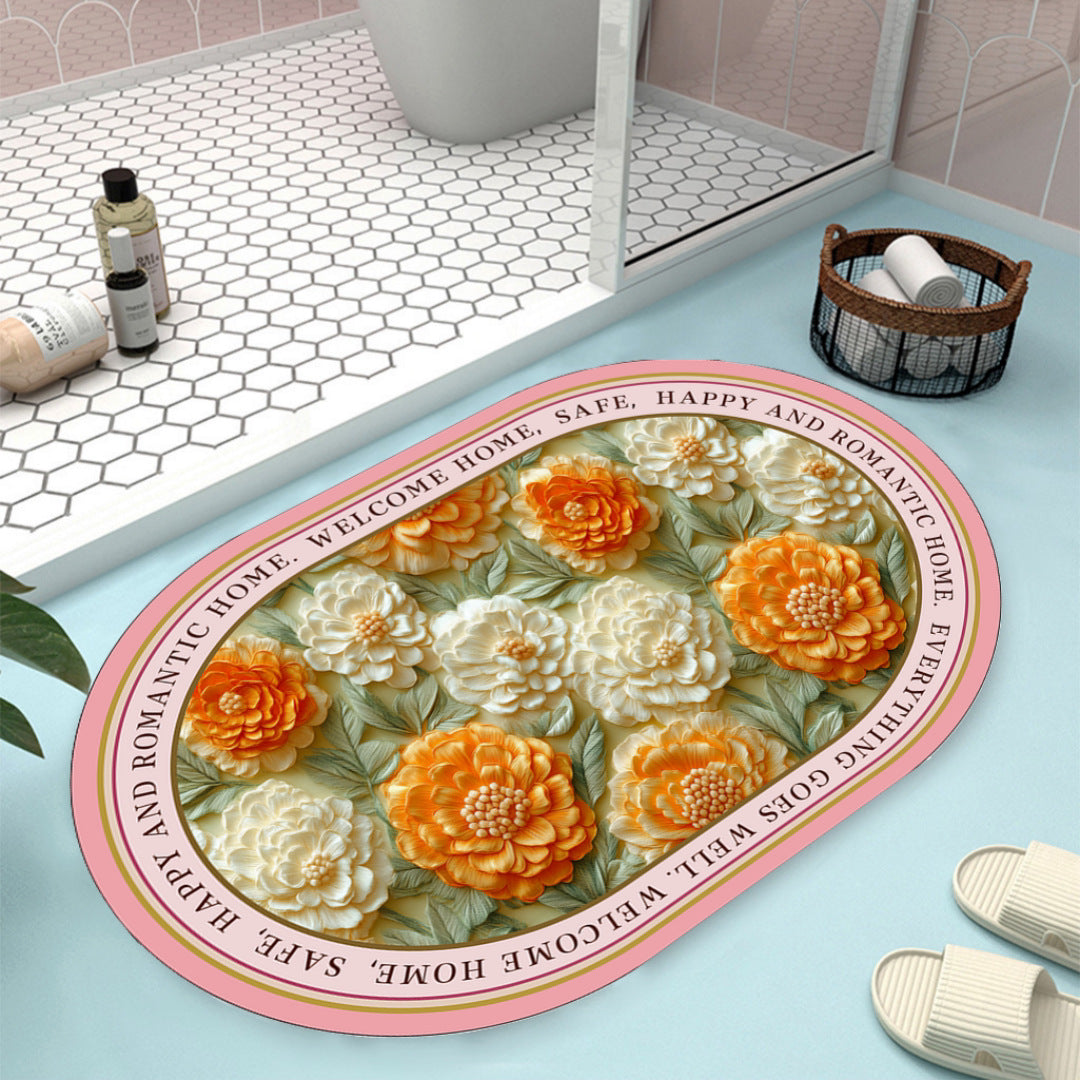 Floral Design Bath Mat