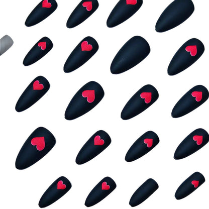 Heart-Embellished Matte Nail Art Acalora