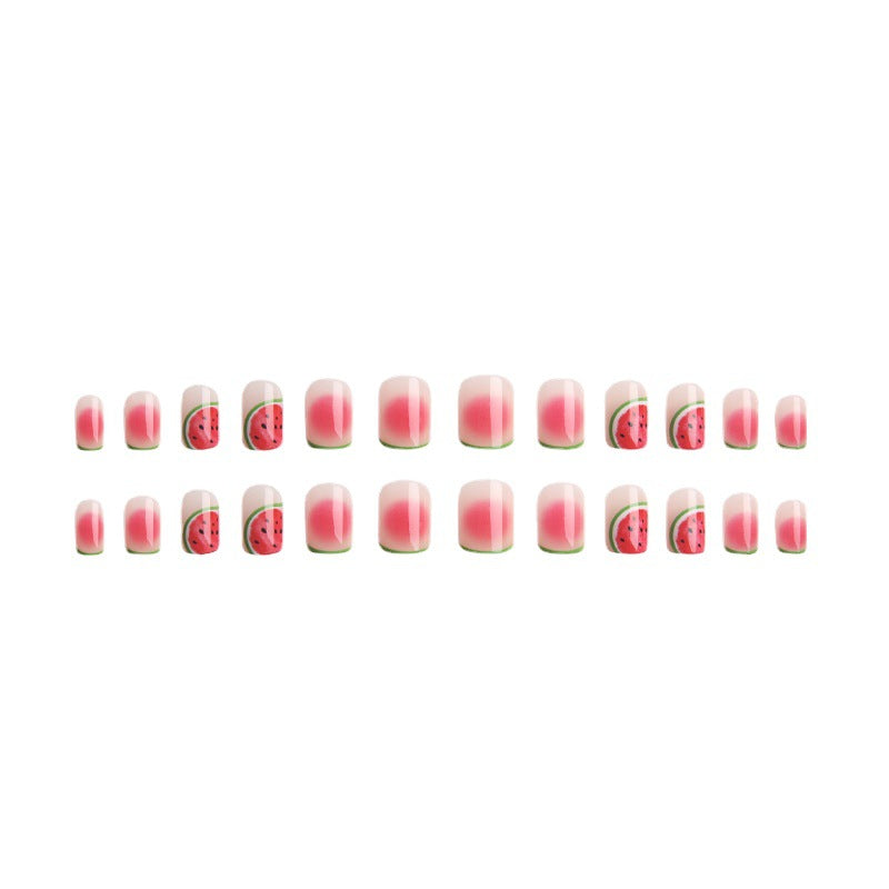Creative acrylic nail set with watermelon pattern Acalora