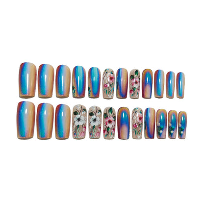 Artificial nails with floral and holographic accents Acalora