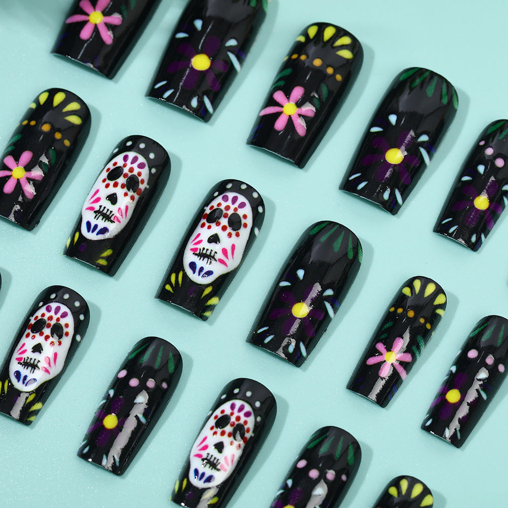 Creative artificial nails with sugar skull design Acalora