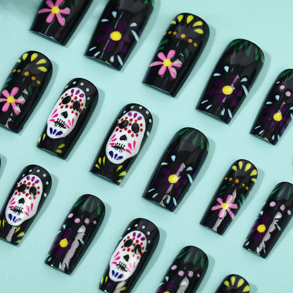 Creative artificial nails with sugar skull design Acalora