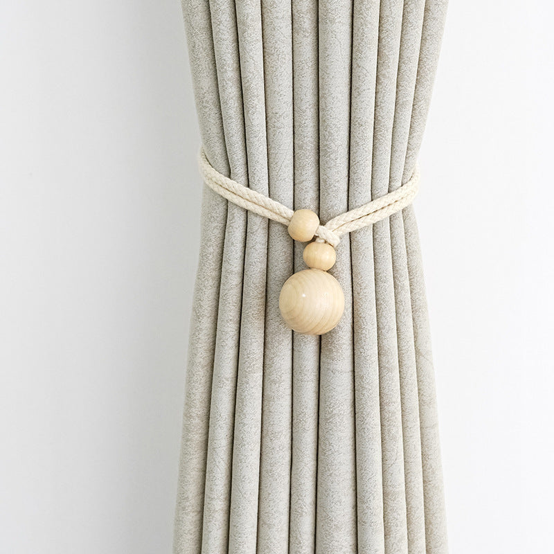 Elegant curtain holder with wooden beads Acalora